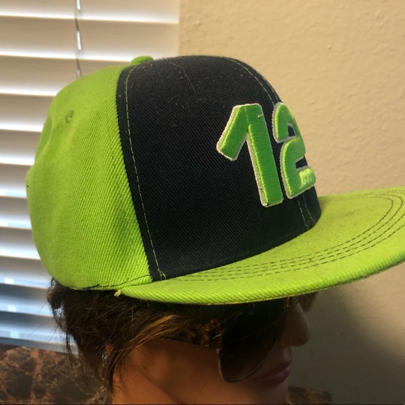 Fiesta  Seattle Seahawks #12 Green Black Baseball cap Snap Hats - Picture 6 of 10